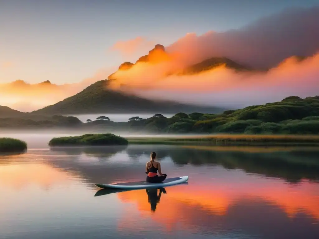 Un amanecer sereno en Laguna Garzón, Uruguay, reflejando la naturaleza y el bienestar