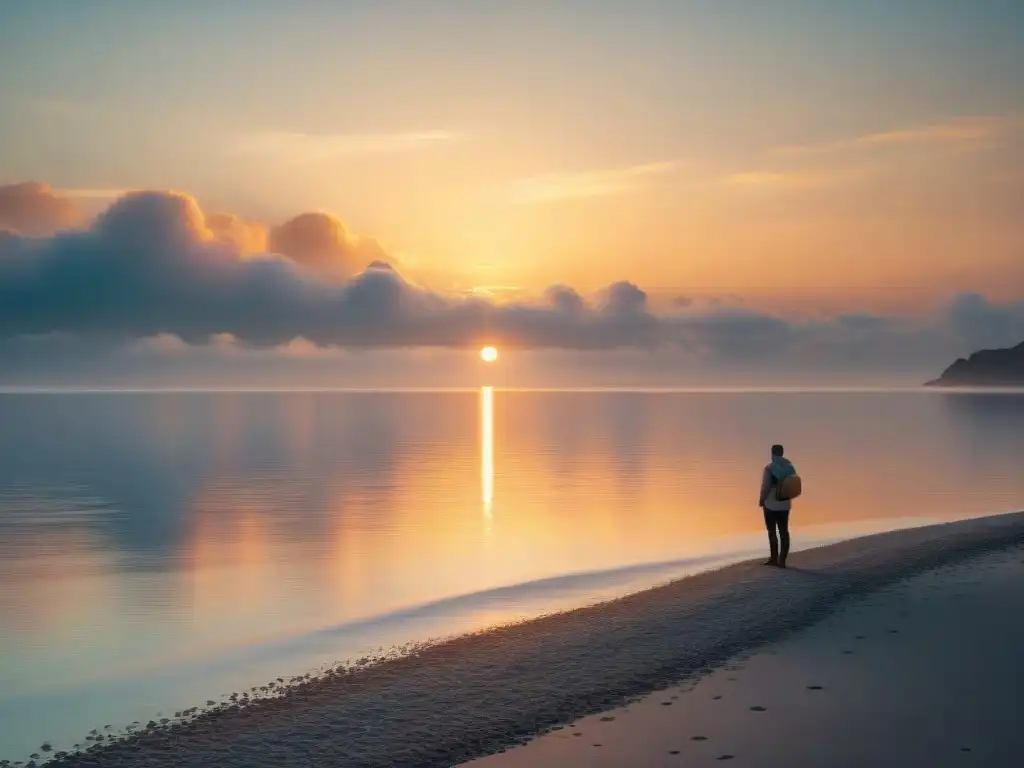 Un amanecer tranquilo sobre el mar, reflejando colores pastel, para Consejos bienestar integral postCarnaval