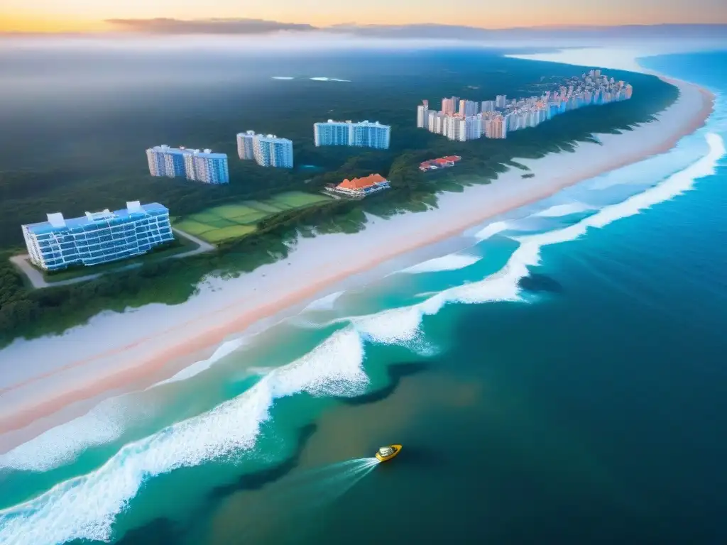 Atardecer en la icónica costa de Punta del Este con retiros de bienestar entre playas doradas y aguas cristalinas