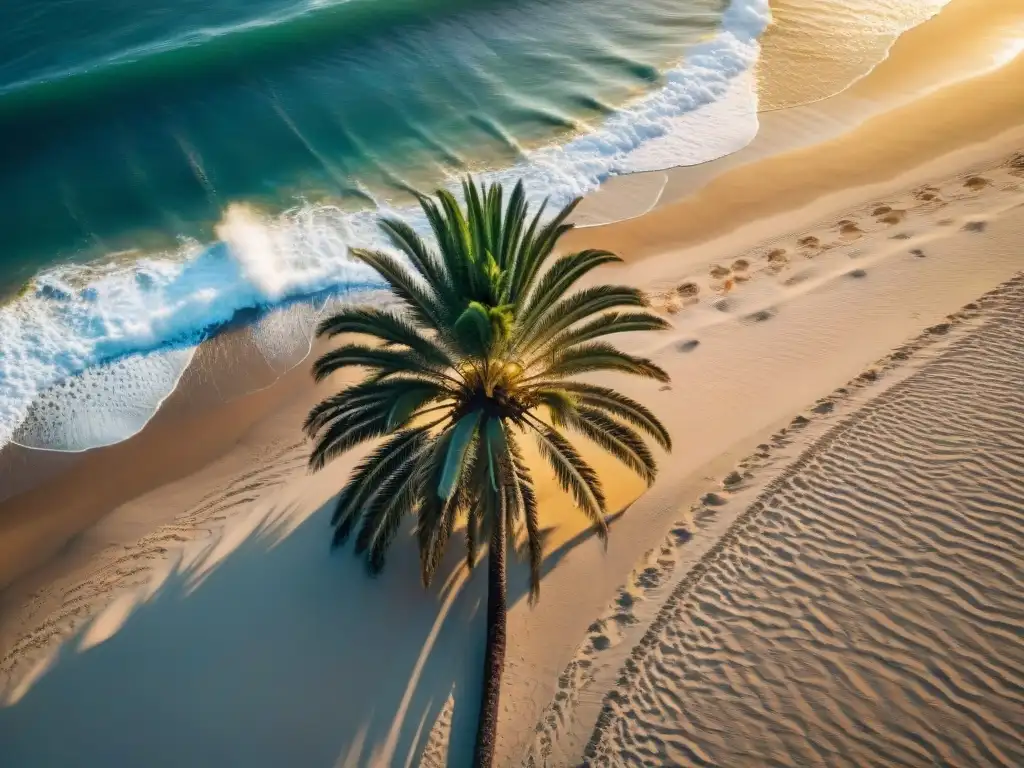 Un atardecer sereno en una playa de Uruguay con cuidado de la piel ecoamigable