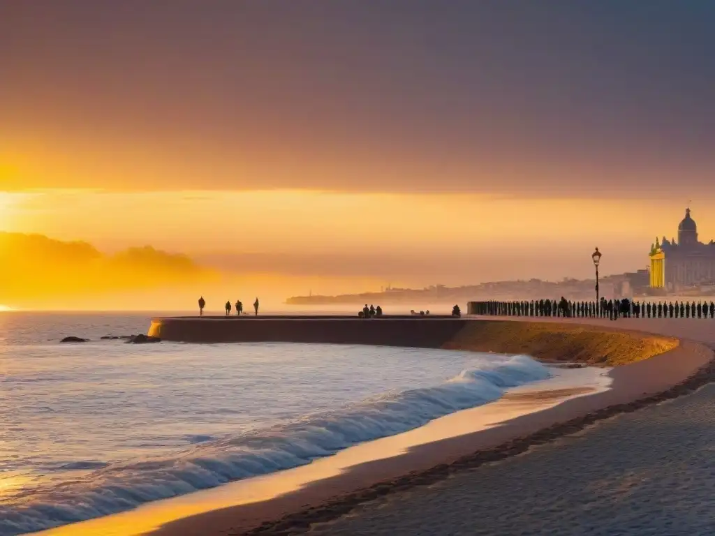 Un atardecer vibrante sobre la Rambla de Montevideo, Uruguay