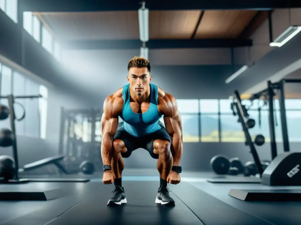 Un atleta en acción durante un intenso entrenamiento en un gimnasio de vanguardia en Uruguay