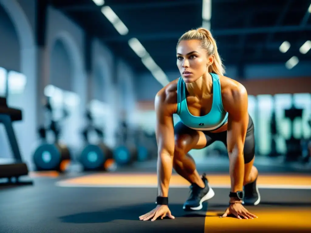 Un atleta profesional en plena concentración durante un intenso entrenamiento en Uruguay, rodeado de movimiento dinámico