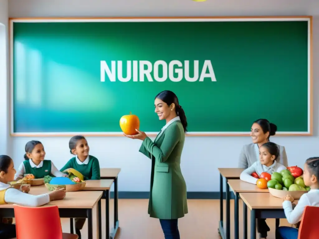 Un aula vibrante en Uruguay con taller de nutrición integral y diversidad estudiantil