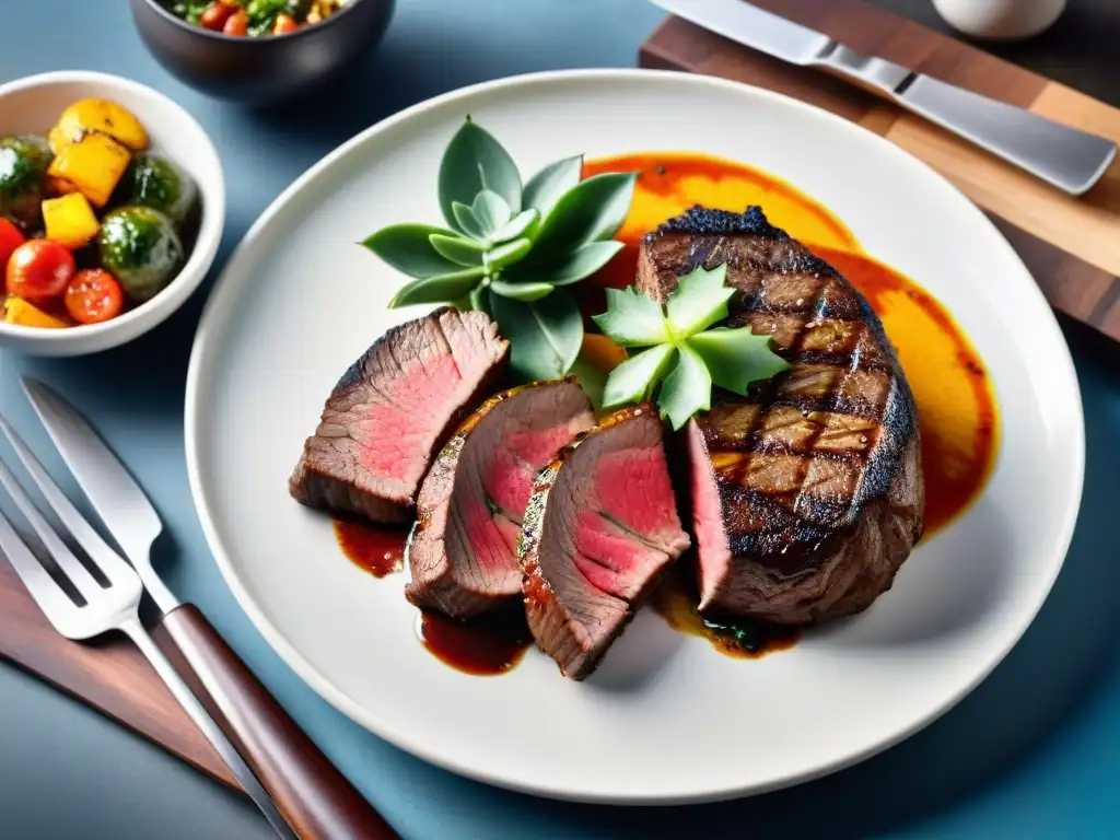 Delicia uruguaya: Jugoso filete a la parrilla con vegetales frescos Deléitate con los beneficios de la carne uruguaya en una alimentación saludable con este suculento filete a la parrilla