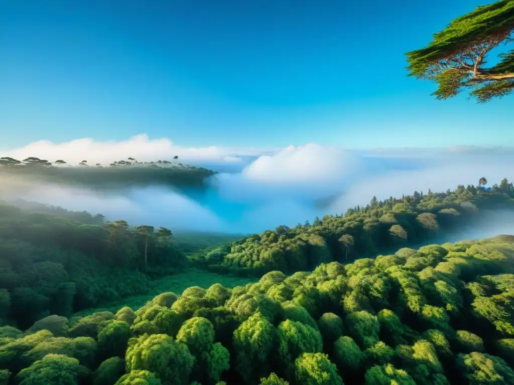 Un bosque exuberante en Uruguay, resaltando la belleza de la naturaleza y la importancia de la moda sostenible en Uruguay