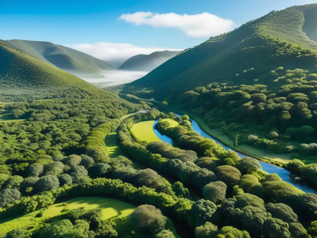 Bosque exuberante en Uruguay con diversa vegetación y vida silvestre