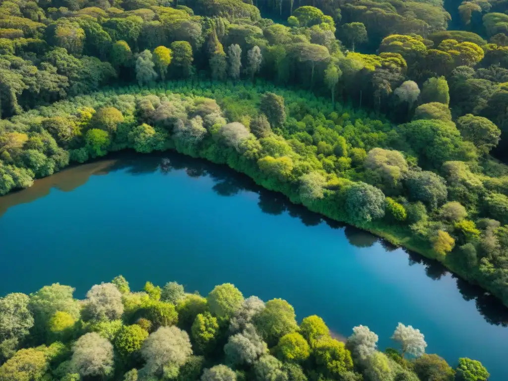 Bosque exuberante en Uruguay, río serpenteante, fauna nativa y bienestar ambiental para empresas en Uruguay