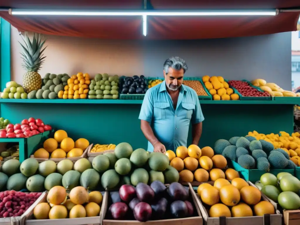 Un bullicioso mercado de frutas en Montevideo, Uruguay