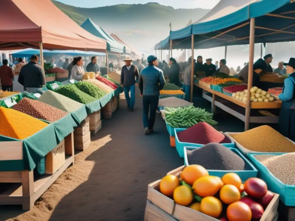 Un bullicioso mercado de superalimentos locales en Uruguay, con quinoa, chía, yerba mate y cítricos