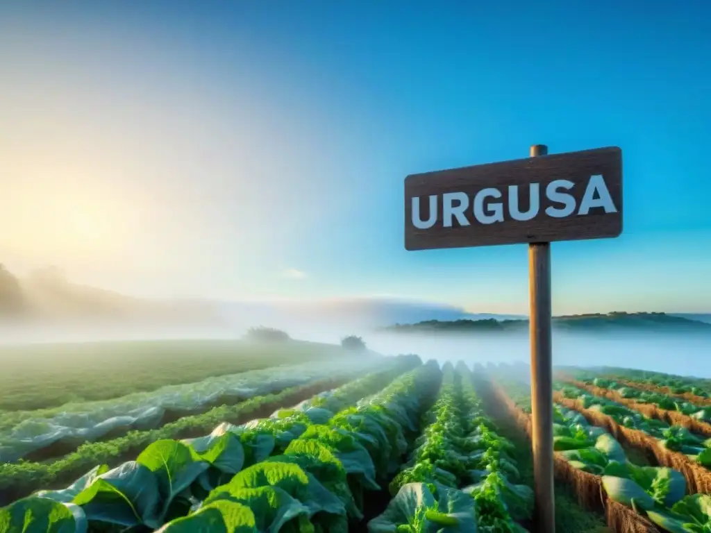 Un campo verde en Uruguay con frutas y verduras coloridas