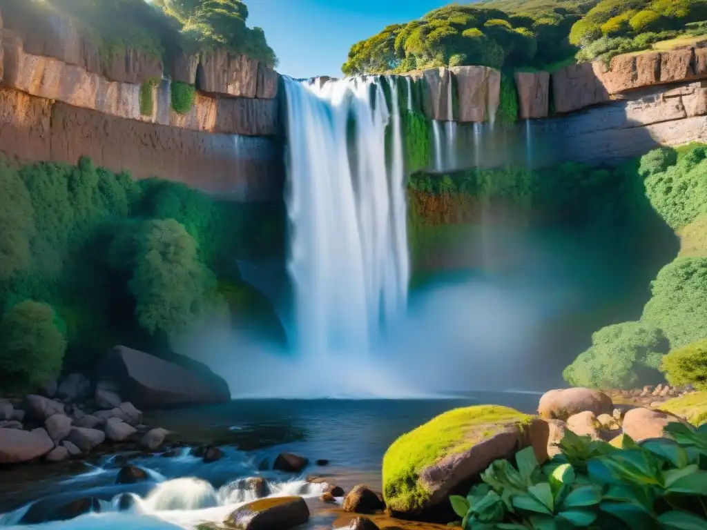 Cascada del Salto del Penitente en Uruguay, resaltando la importancia de la conservación del agua en el país