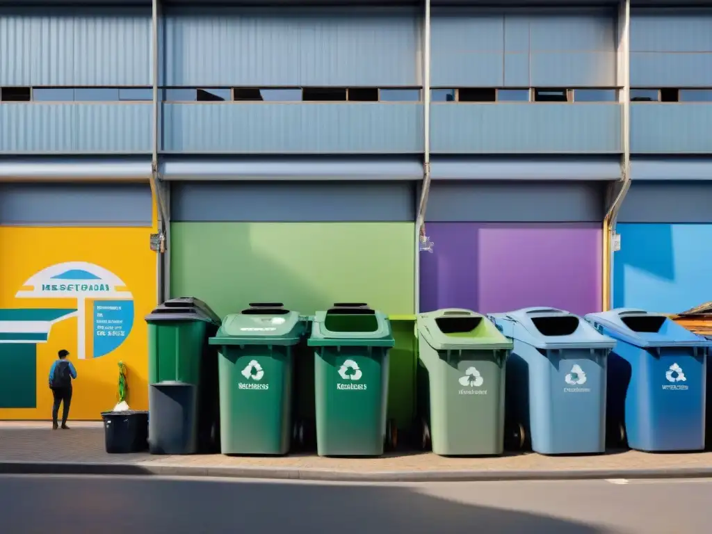 Un centro de reciclaje moderno y eficiente en Uruguay, con gente clasificando residuos