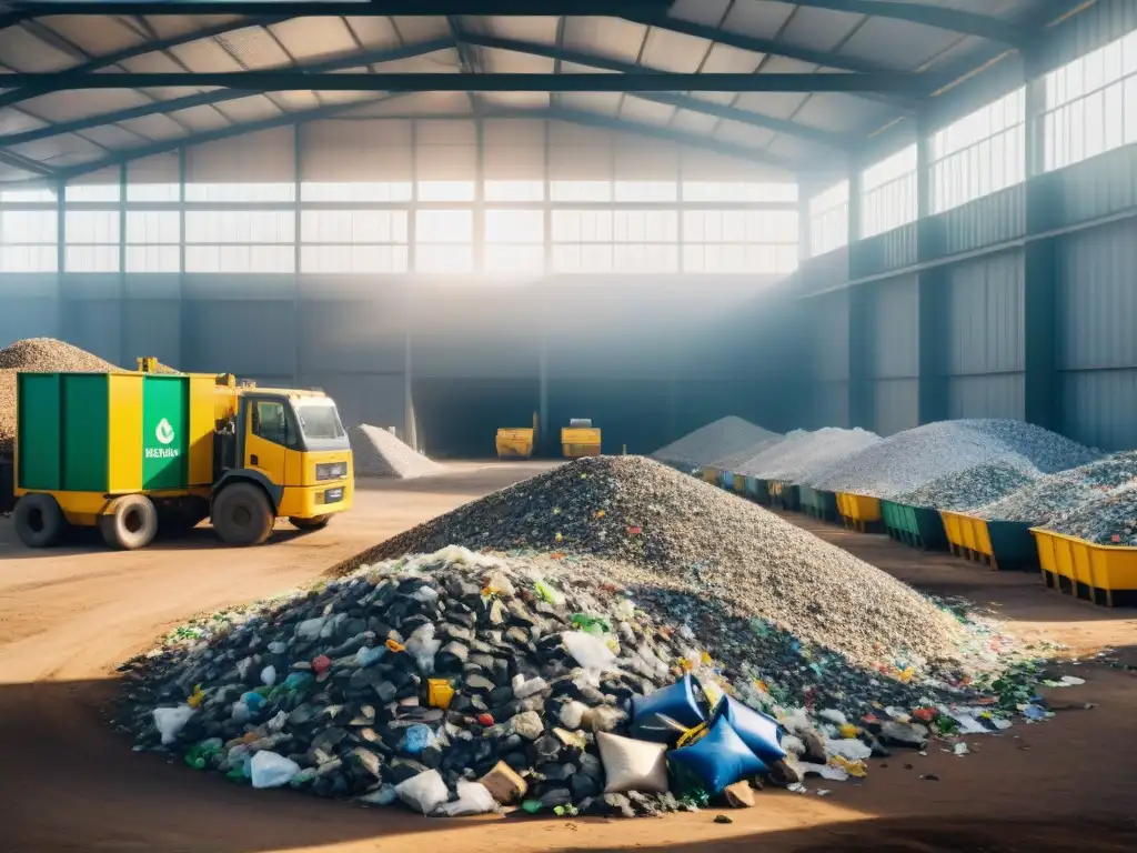 Un centro de reciclaje de vanguardia en Uruguay, con maquinaria avanzada y trabajadores eficientes