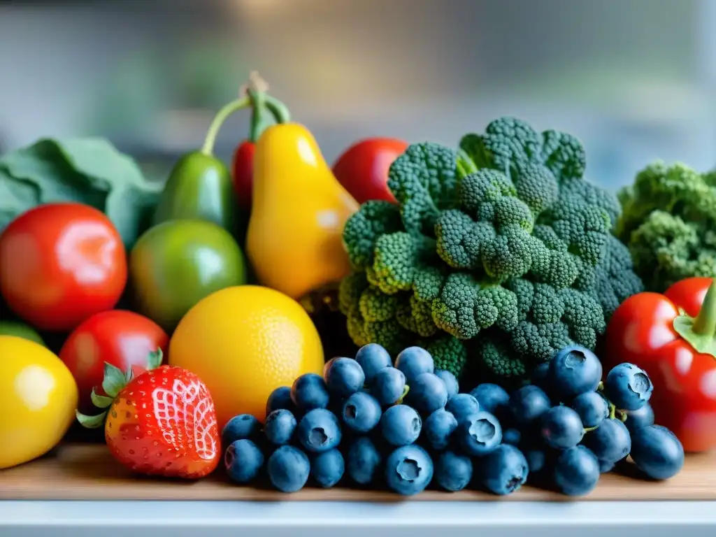 Una cocina moderna con frutas y verduras frescas