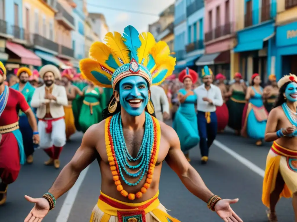 Una colorida murga uruguaya transformando la sociedad, llena de alegría y cultura en las calles de Montevideo