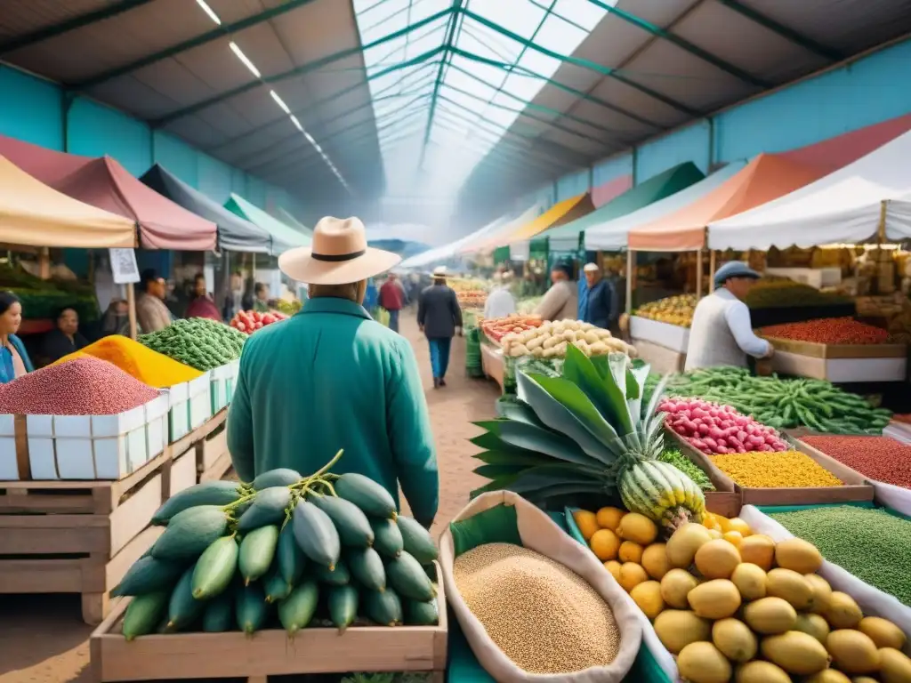 Colorido mercado de superalimentos en Uruguay, vitalidad y conexión a la tierra