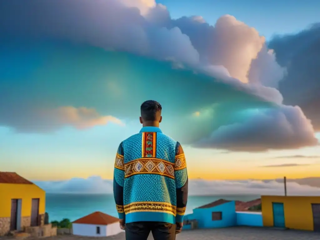 Colorido mosaico de integración social de migrantes en Uruguay, celebrando la diversidad y la colaboración