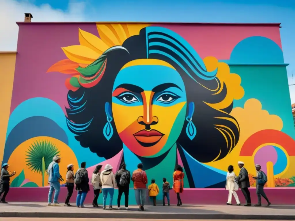 Colorido mural comunitario en Uruguay: iniciativas artísticas desarrollo comunitario unen edades y culturas en obra colectiva