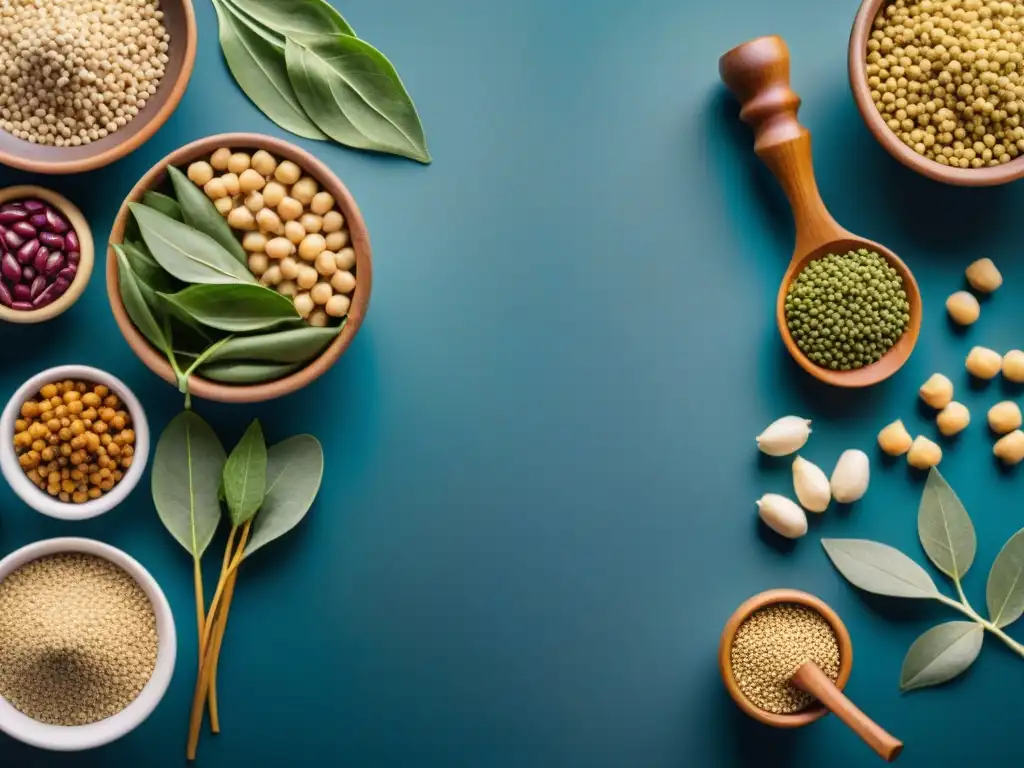 Arte nutricional: variedad de proteínas vegetales vibrantes Una composición artística y vibrante de proteínas vegetales para bienestar integral