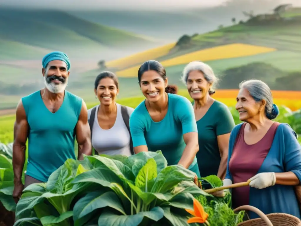 Comunidad rural en Uruguay promoviendo salud integral con ejercicios y talleres informativos