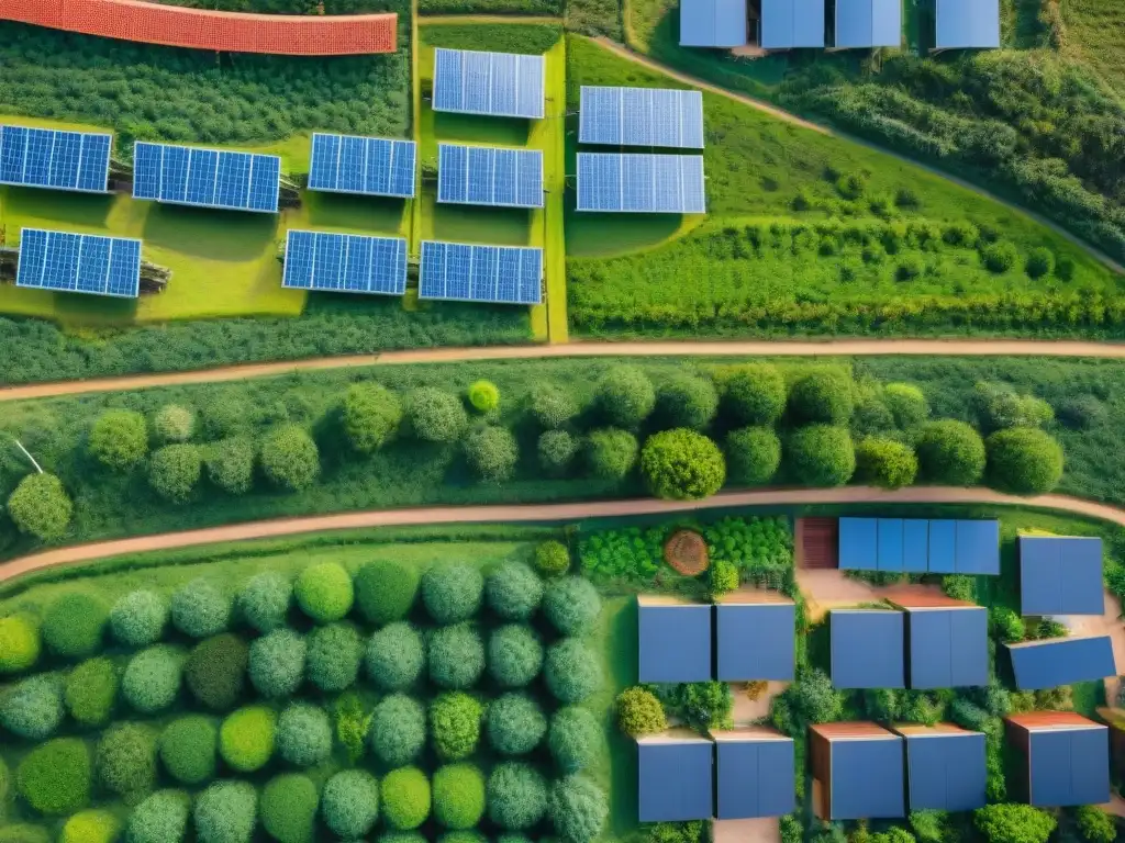 'Comunidad sostenible en Uruguay: techos verdes, paneles solares y residentes comprometidos con el estilo de vida sostenible'