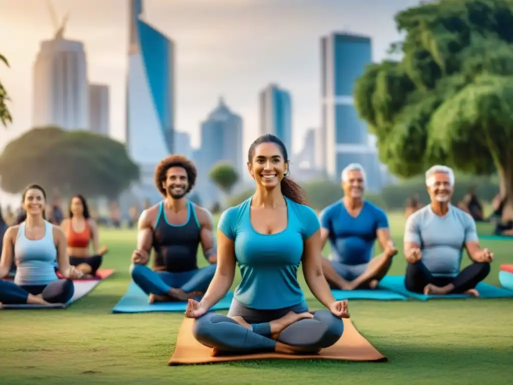 Comunidad unida disfrutando de actividades al aire libre en Uruguay, simbolizando finanzas para vida saludable