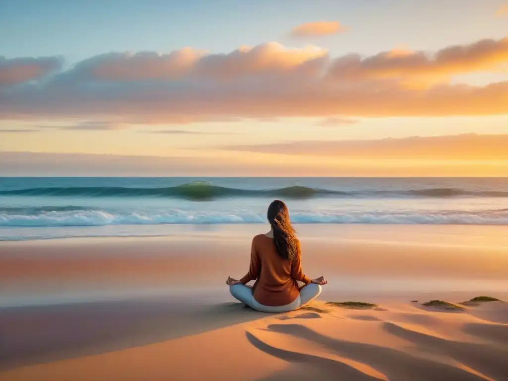 Meditación en la costa de Punta del Este, Uruguay