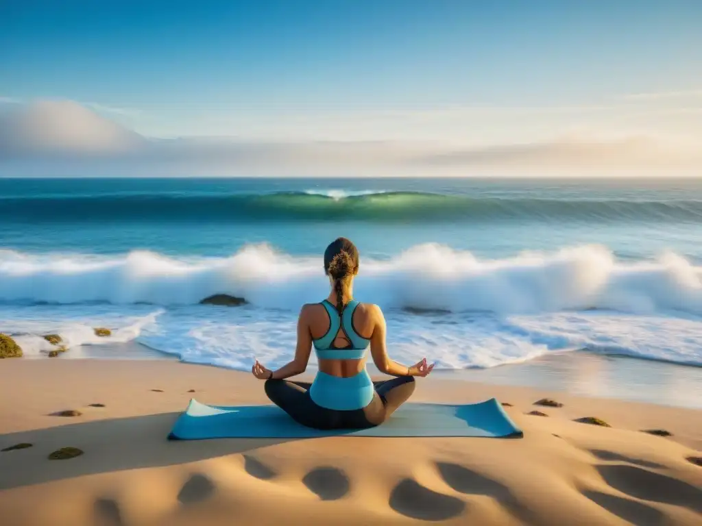 Práctica de yoga en la costa uruguaya, simbolizando adaptabilidad y resiliencia coaching en Uruguay