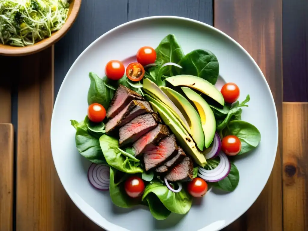 Un deleite visual de una colorida ensalada uruguaya en vida saludable, con ingredientes frescos y sabrosos