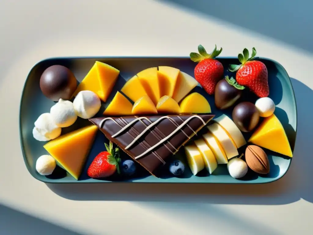 Un deleite visual: postres saludables sin culpa en un plato exquisitamente decorado