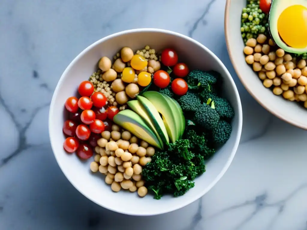 Deliciosa combinación de alimentos para bienestar en un vibrante Buddha bowl