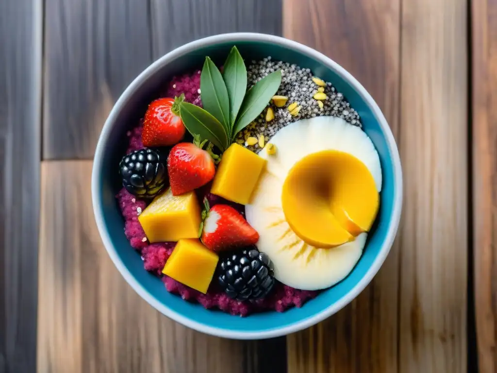 Deliciosa acai bowl con frutas locales, chía y coco en Uruguay bienestar integral