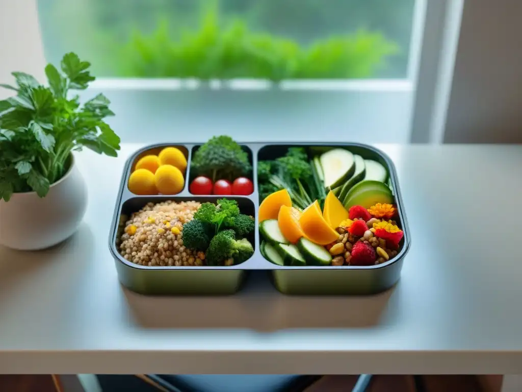 Deliciosa y colorida caja bento con comidas saludables para oficina en Uruguay