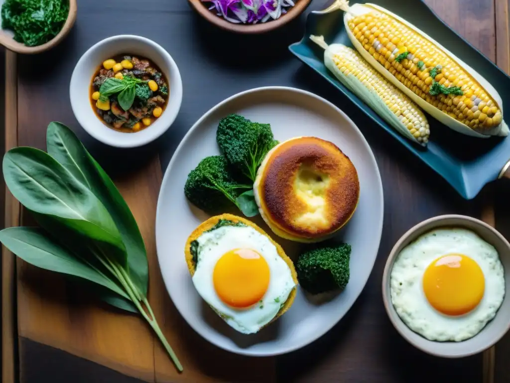 Deliciosa dieta vegetariana equilibrada Uruguay con chivito, milanesa de berenjena, pascualina y humita en chala en mesa rústica