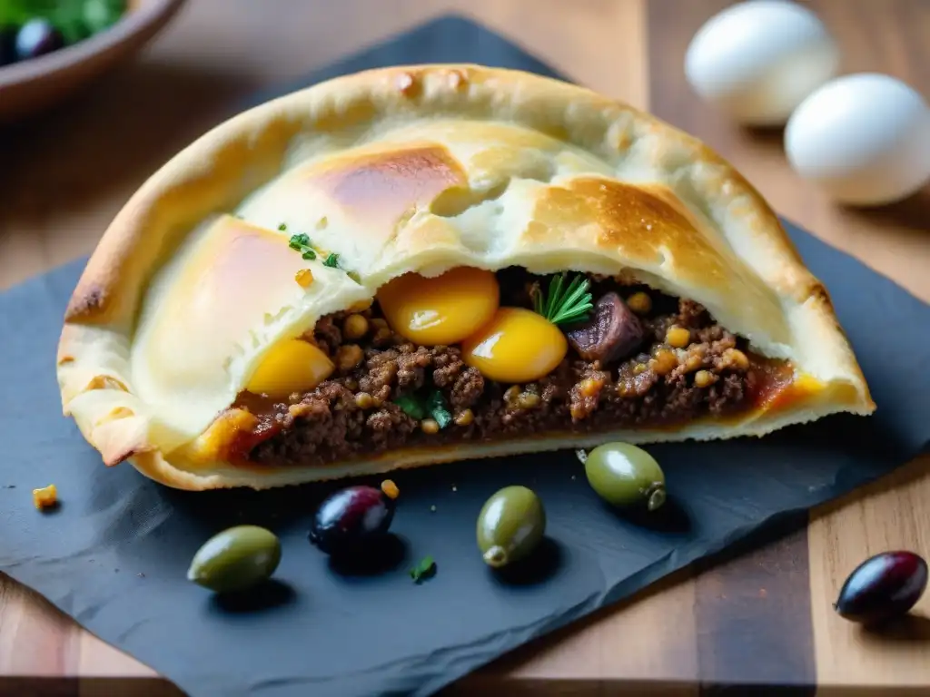 Deliciosa empanada uruguaya casera con relleno colorido y crujiente, ideal para recetas saludables empanadas Uruguay