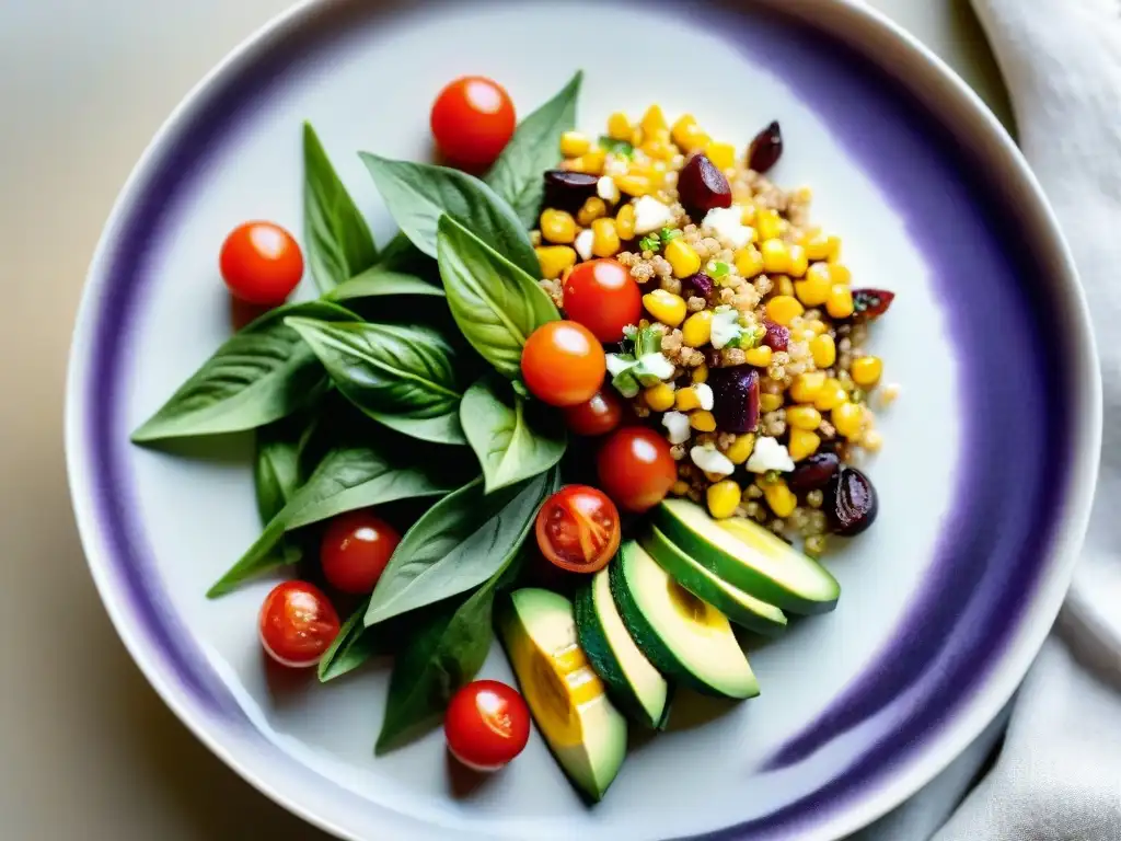 Deliciosa ensalada uruguaya de quinoa con ingredientes frescos y coloridos