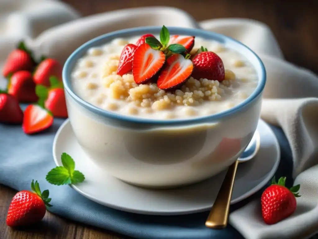 Deliciosa receta arroz con leche saludable: cremoso postre con canela y fresas frescas