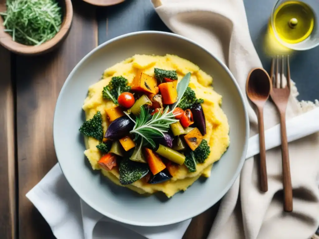 Deliciosa receta de polenta saludable en Uruguay con vegetales coloridos y queso parmesano