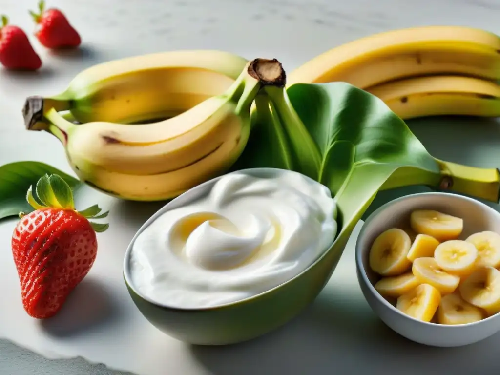 Delicioso licuado de banana saludable en cocina moderna de Uruguay