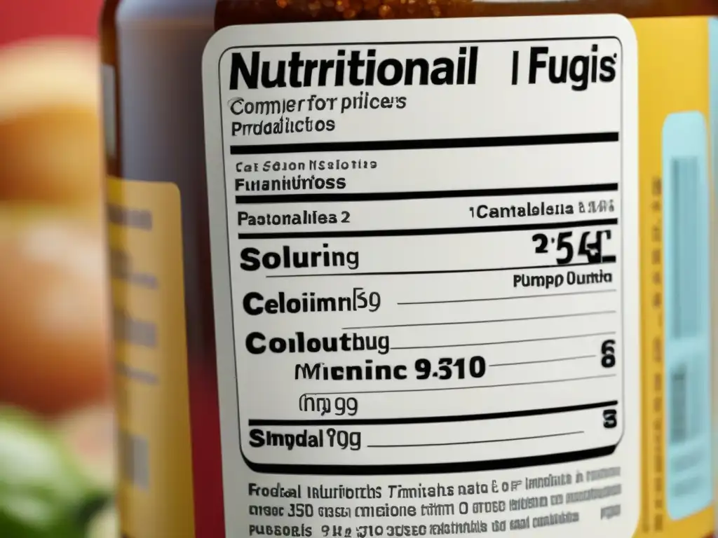 Detalle vibrante de etiquetas alimentos Uruguay: información nutricional, ingredientes y advertencias alergénicas en un diseño moderno y llamativo