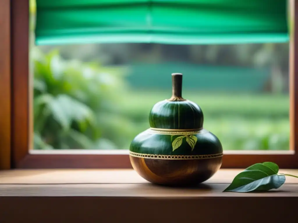 Detalles en mate uruguayo con yerba mate en un espacio de meditación sereno