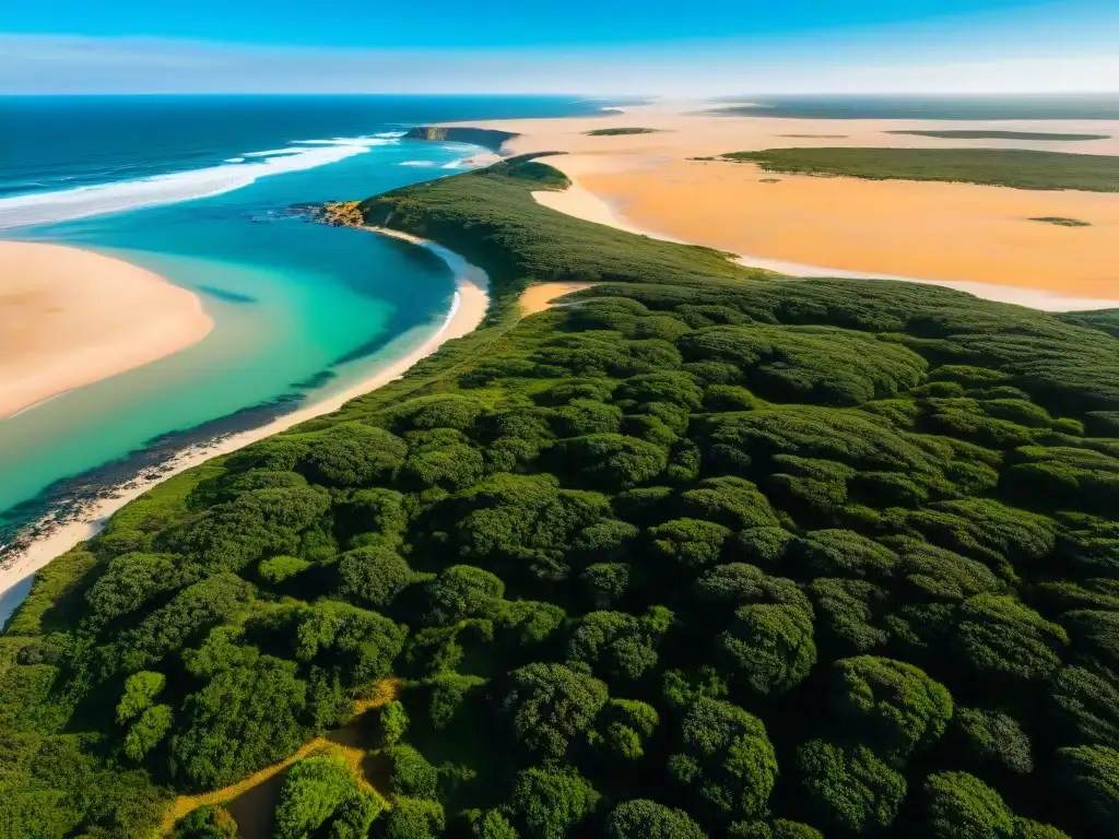 Disfruta del ecoturismo en Uruguay: vista aérea de Cabo Polonio resaltando su belleza natural y bienestar ambiental