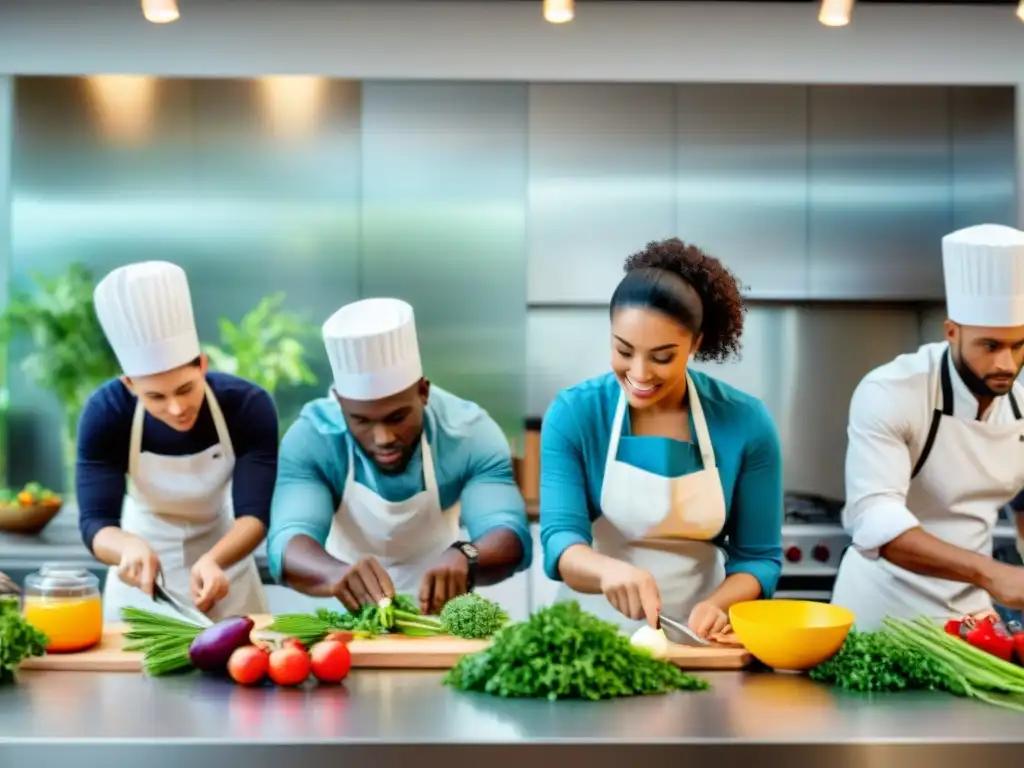 Un emocionante taller de cocina con estudiantes diversos aprendiendo sobre nutrición integral en Uruguay