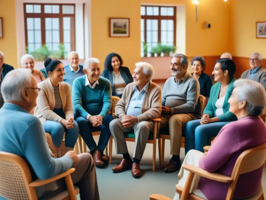 Encuentro intergeneracional cálido y acogedor en centro comunitario de Uruguay