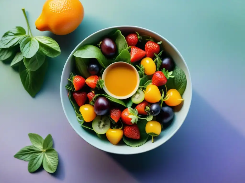 Una ensalada saludable con ingredientes uruguayos frescos y coloridos, lista para deleitar tus sentidos