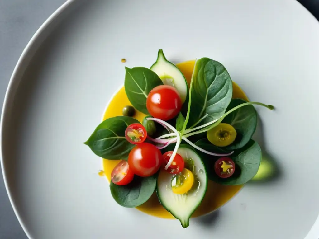 Una ensalada vibrante y colorida con ingredientes mínimos