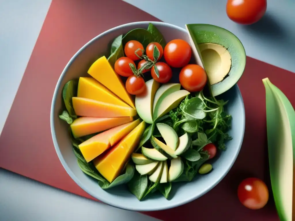 Una ensalada uruguaya vibrante con ingredientes frescos y coloridos