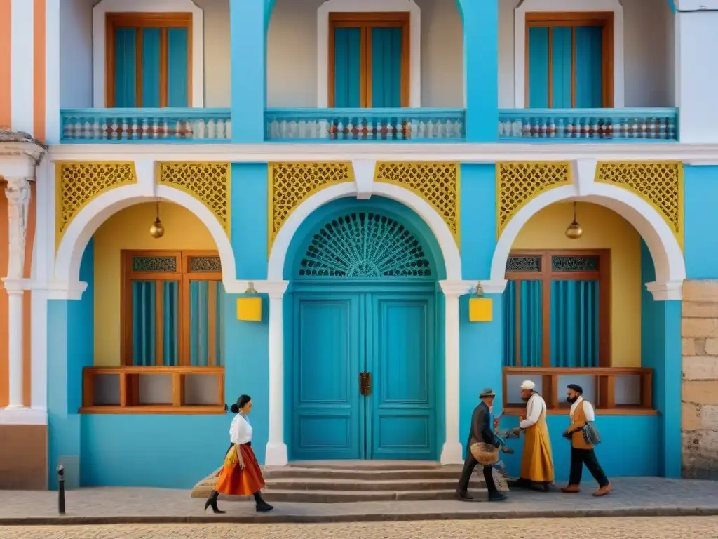 Equipo diverso restaurando edificio histórico en Uruguay