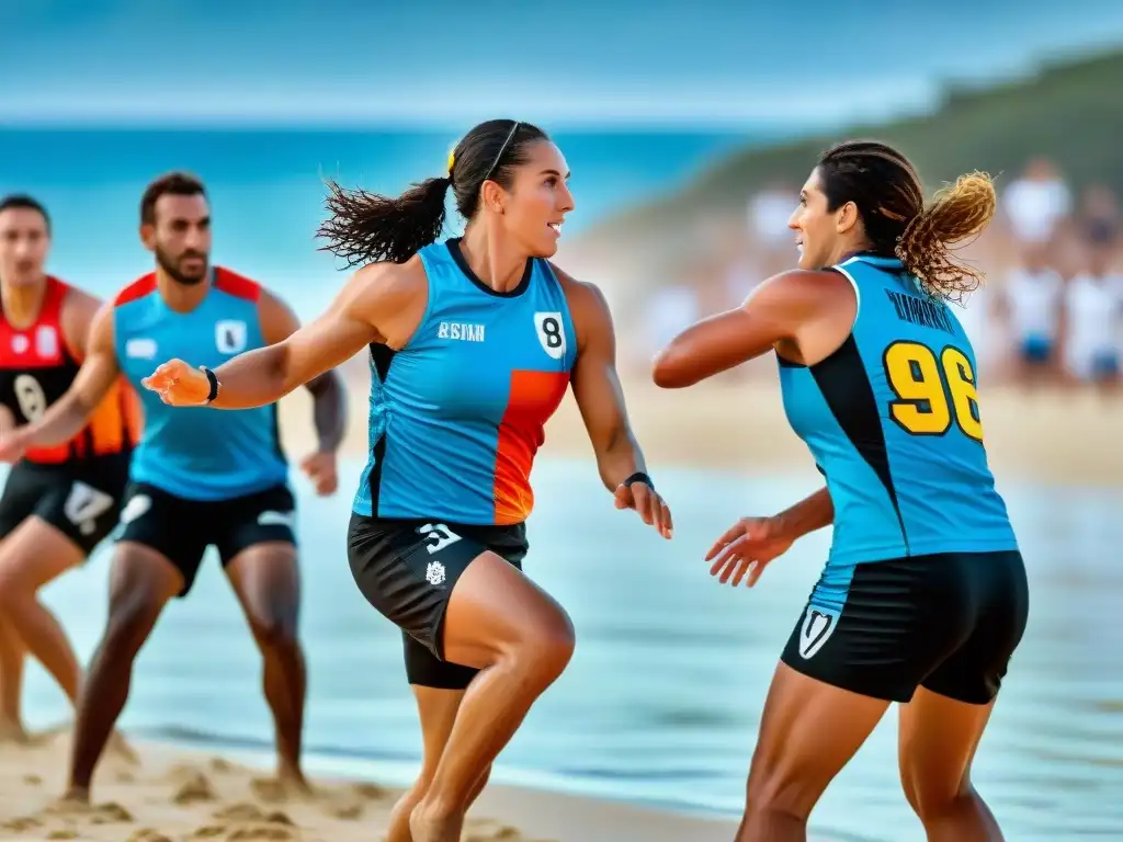 Equipo de beach handball compite en la costa uruguaya